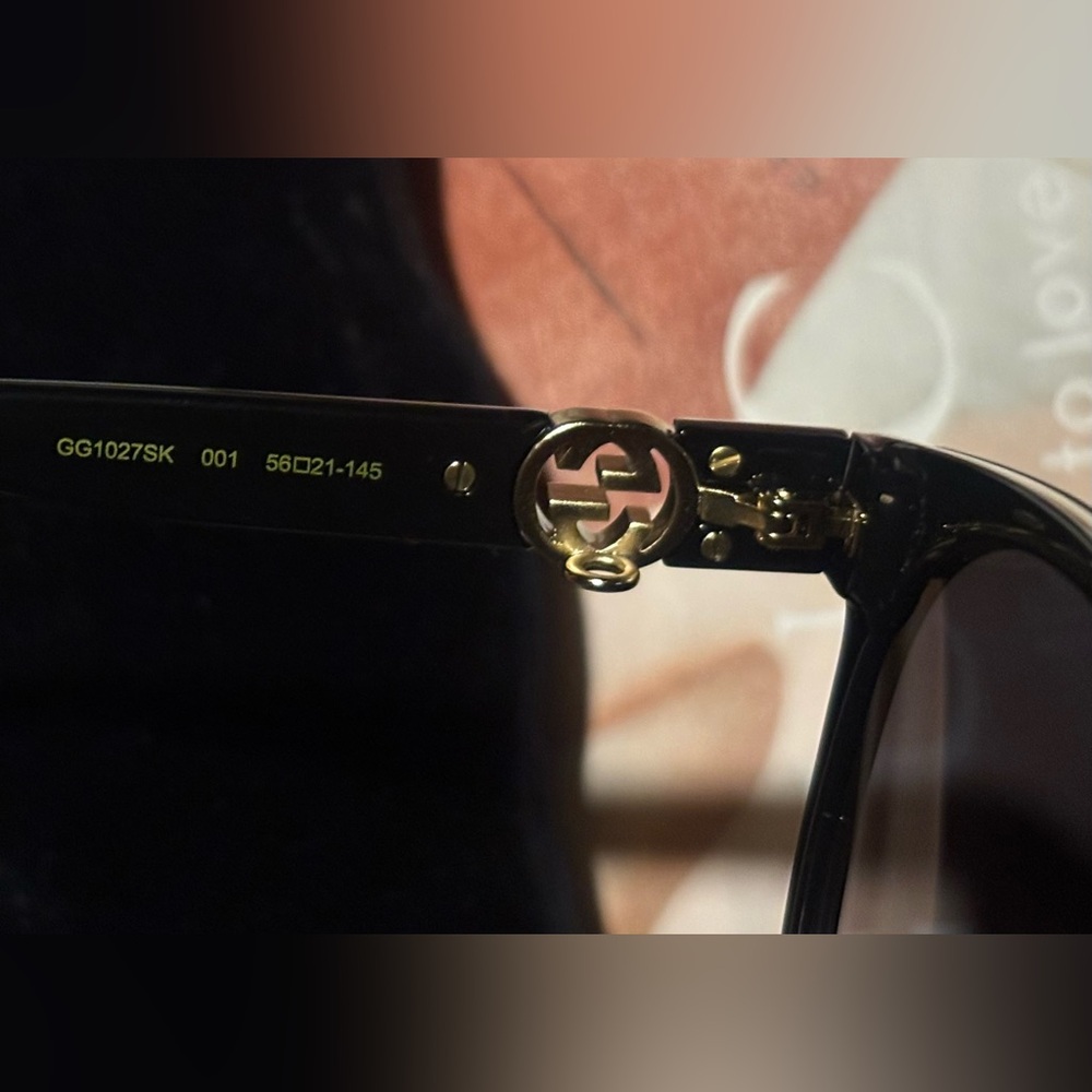 Gucci 💅✨ Black Designer GG Cat Eye Sunglasses Italy GG1027SK 001 56-21-145 NEW - Picture 6 of 7